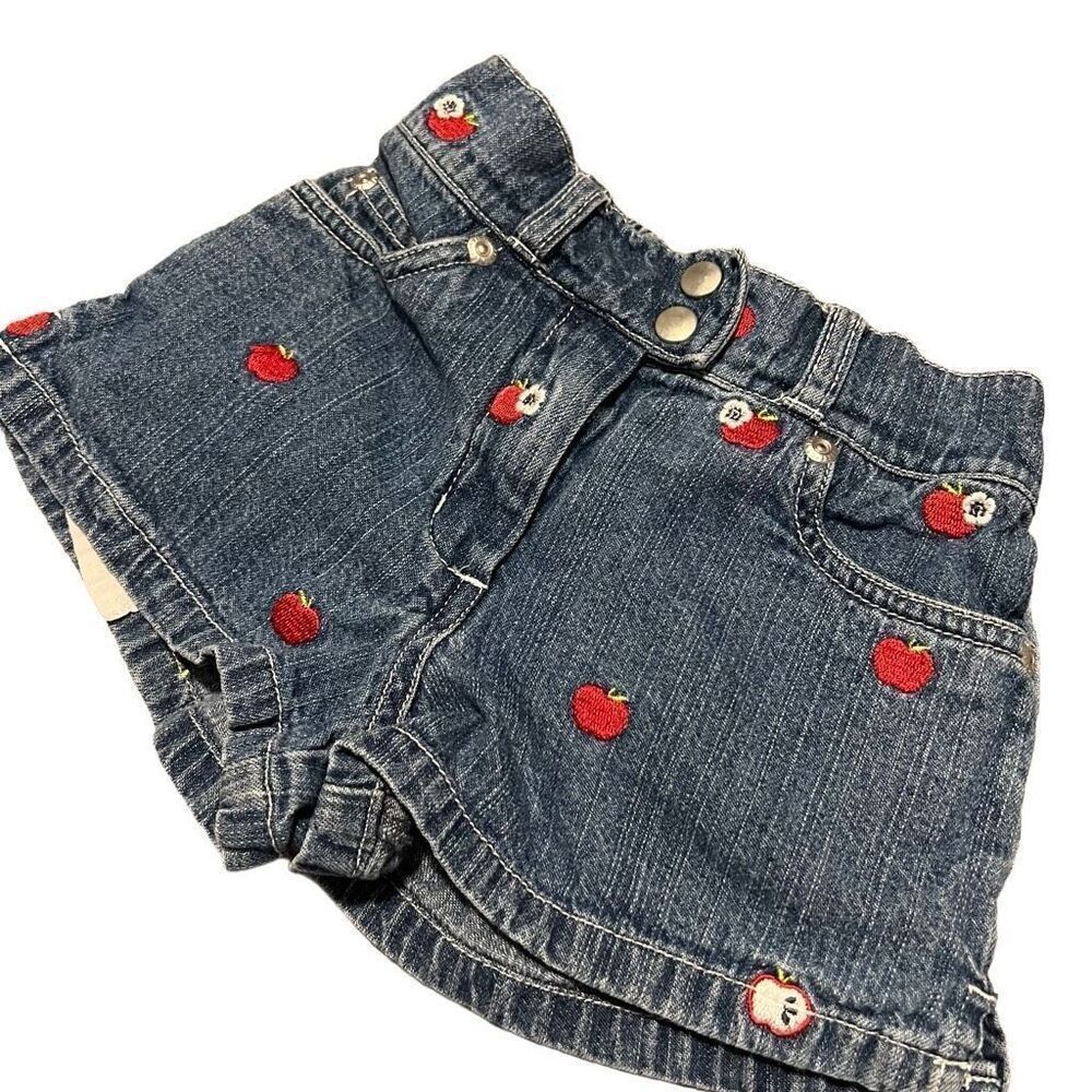 Y2K Gymboree Apple Embroidered Denim Shorts